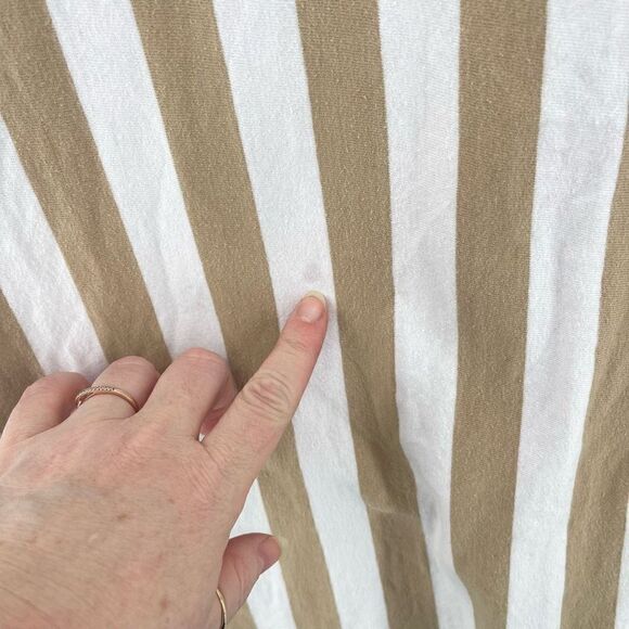 Denim & Flower Men's Cotton T-Shirt Stripes Short Sleeve Crewneck Tan Size XL - Picture 11 of 13